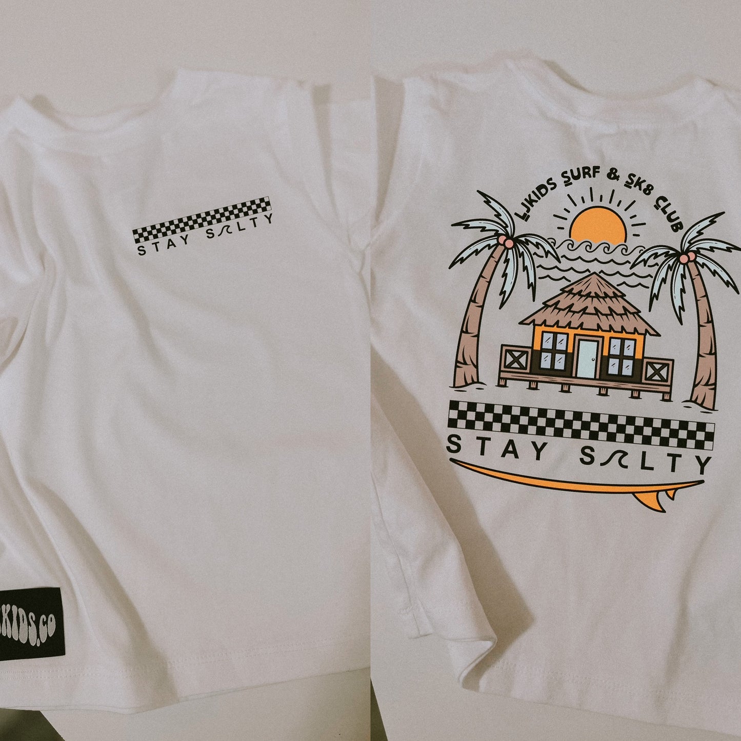 Surf & Skate Club Tee (Front And Back) (Tan Or White Tee)