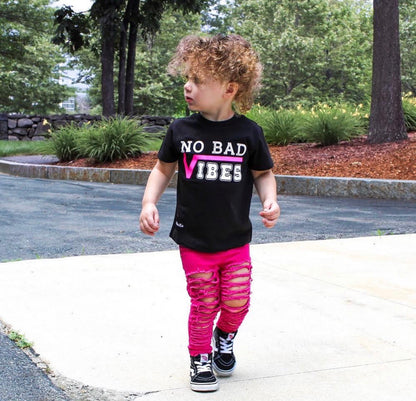 No Bad Vibes Neon Pink Tee