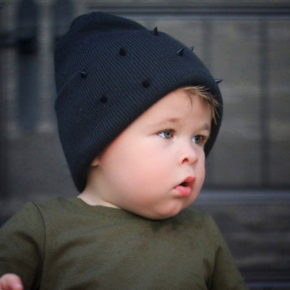 Midnight Black Spiked Beanie