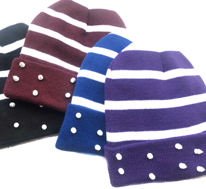 Candy Cane Striped Spiked Beanies